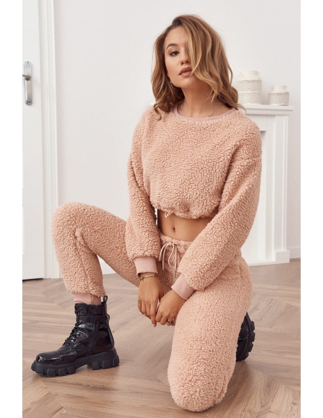 Women\'s warm plush tracksuit, pink 88020 - Online store - Boutique